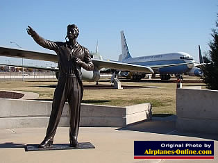 Sculpture of Tuskegee Airman Charles B. Hall at the gate to Tinker Air Force Base