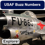 A Buzz Number was a large letter and number combination applied to U. S. Air Force planes after World War II and into the early 1960s. 

They were applied for general aerial identification of aircraft, but particularly for the identification of aircraft guilty of "buzzing" (very-low-altitude high-speed passes) over populated areas.