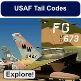 U.S. Air Force Tail Codes ... Tail Codes are markings usually on the vertical stabilizer of U.S. military aircraft that help to identify the aircraft's unit and/or base assignment and other information.

A tail code is not the same as the Air Force Serial Number, Navy Bureau Number, aircraft registration number, or Buzz Number.

Since 1993, all Air Force units, including Air Force Reserve and Air National Guard, utilize this system. 