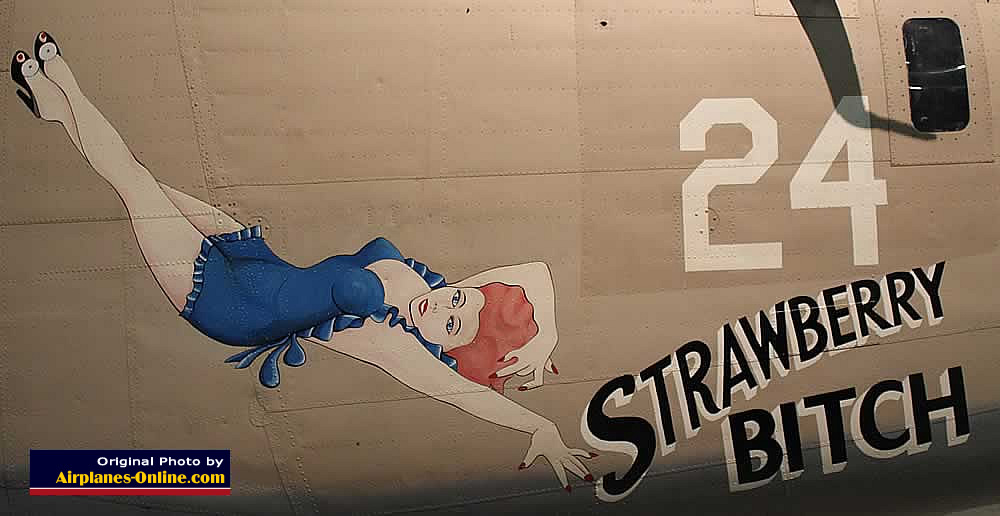 Nose art on the B-24 Liberator "Strawberry Bitch" at the National Museum of the U.S. Air Force in Dayton