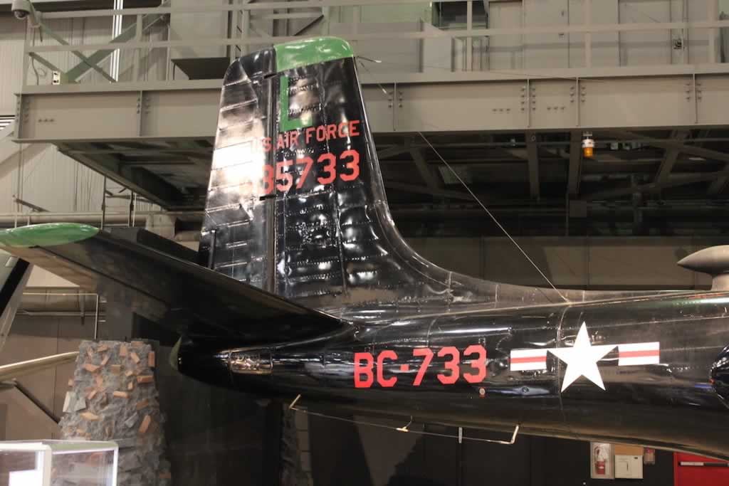 Tail section of the B-26C Invader, S/N 435733, Buzz Number BC-733