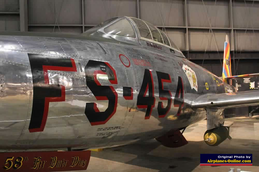 F-84E Thunderjet, S/N 110454, Buzz Number FS-454, on display in the Korean War Gallery at the Museum of the United States Air Force, Dayton, Ohio