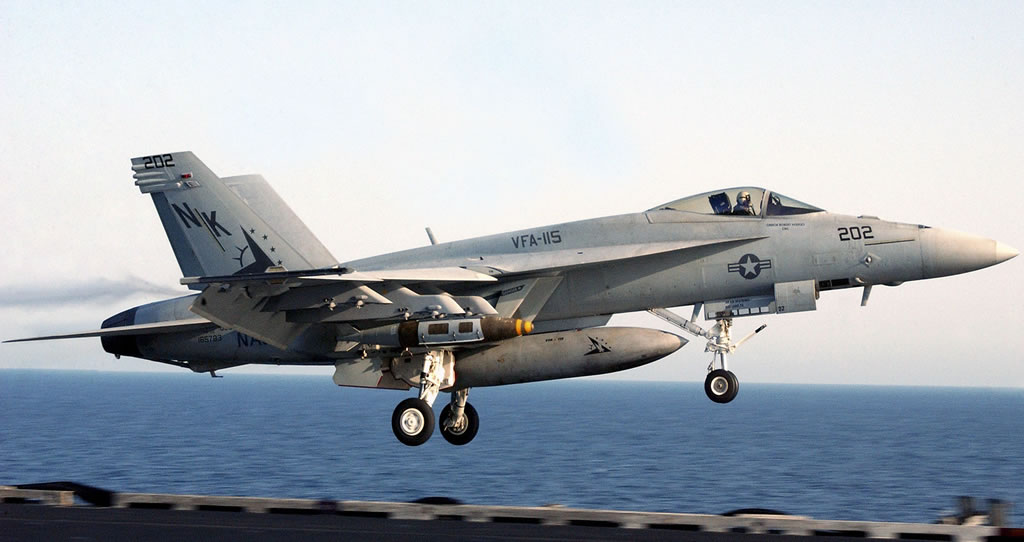 F/A-18E Super Hornet landing on carrier