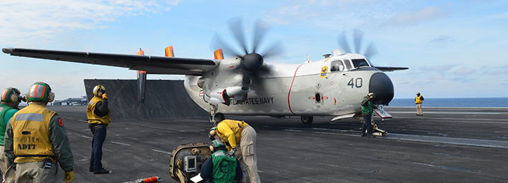 U.S. Navy C-2 Greyhound 40 preparing for carrier launch