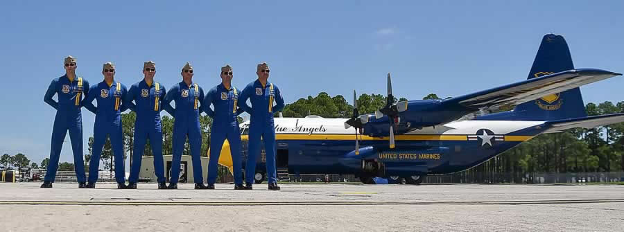 U.S. Navy Blue Angels with their C-130 "Fat Albert"