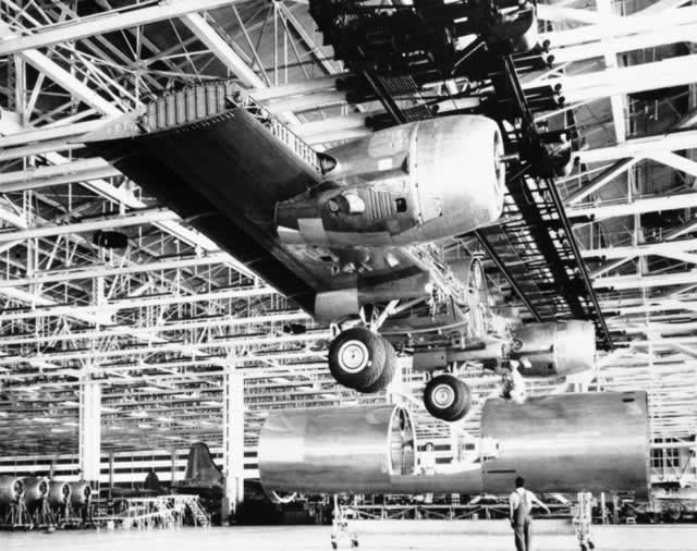 Partially completed wing assembly of the Boeing B-29