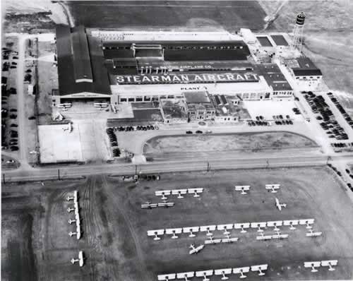 Stearman Aircraft Company, Wichita, Kansas, South Oliver Street, showing completed biplanes in the foreground