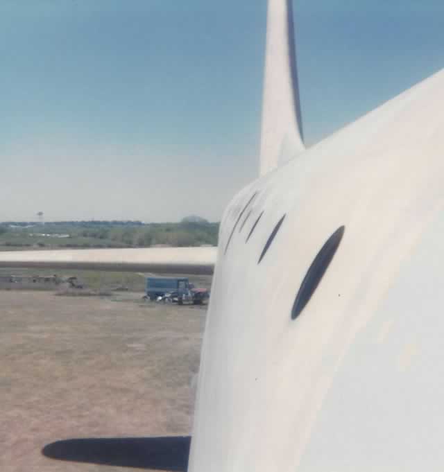 Convair XC-99 Transport ... looking out the cockpit window to the rear of the aircraft