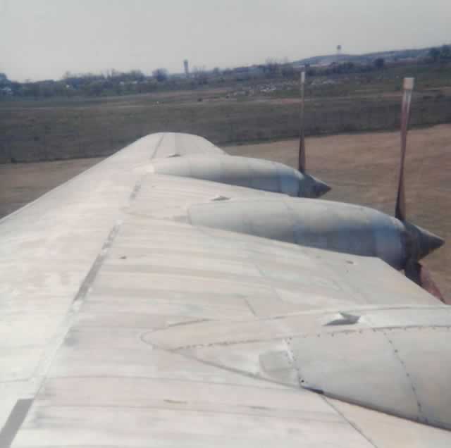 View of the XC-99 wing and engines from the fuselage